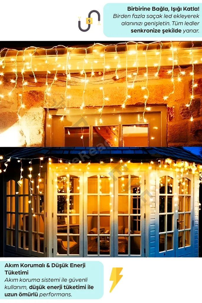 8 Fonksiyonlu Saçak Led Sarkıt Led Eklenebilir Led Süsleme Led Peri Led Işık Yılbaşı Işık (4 METRE)