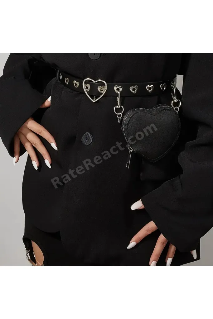 Kadınlar İçin Punk Tarzı Moda Kalpli Kemer ve Ayrılabilir Mini Kalp Bel Çantası