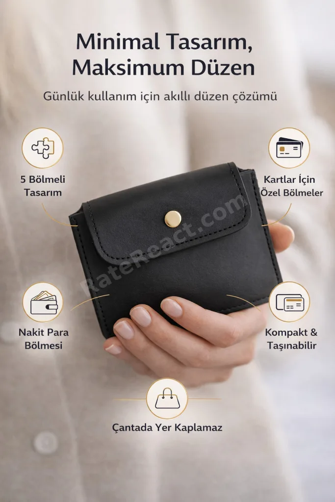 Siyah Suni Deri Çok Bölmeli Kadın Kartlık Cüzdan - Fonksiyonel Akordeon Modeli Şık Kartlık