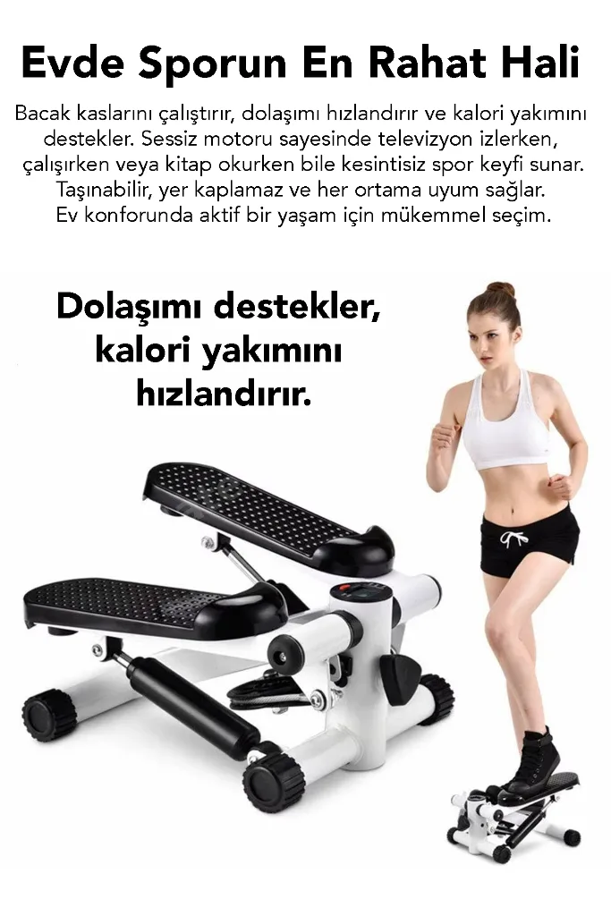 Direnç İpli Eliptik Bisiklet - Dijital Göstergeli Kaymaz Ayak Pedallı Eliptik Kondisyon Bisikleti