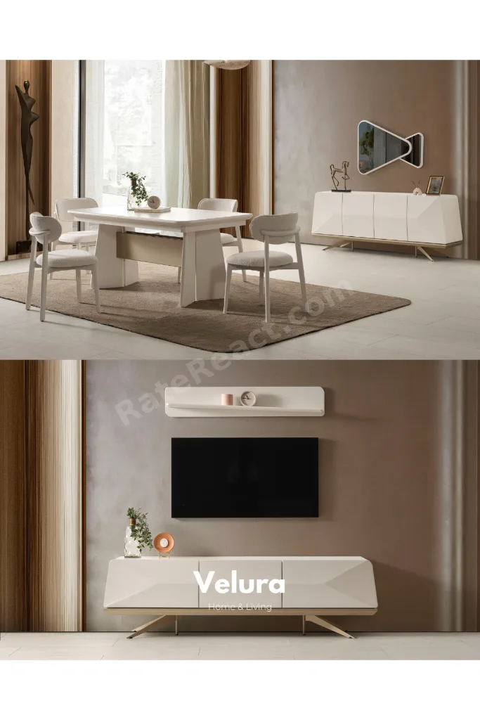 Vakko Yemek Odası Takımı - Gold (TV Ünitesi Dahil)