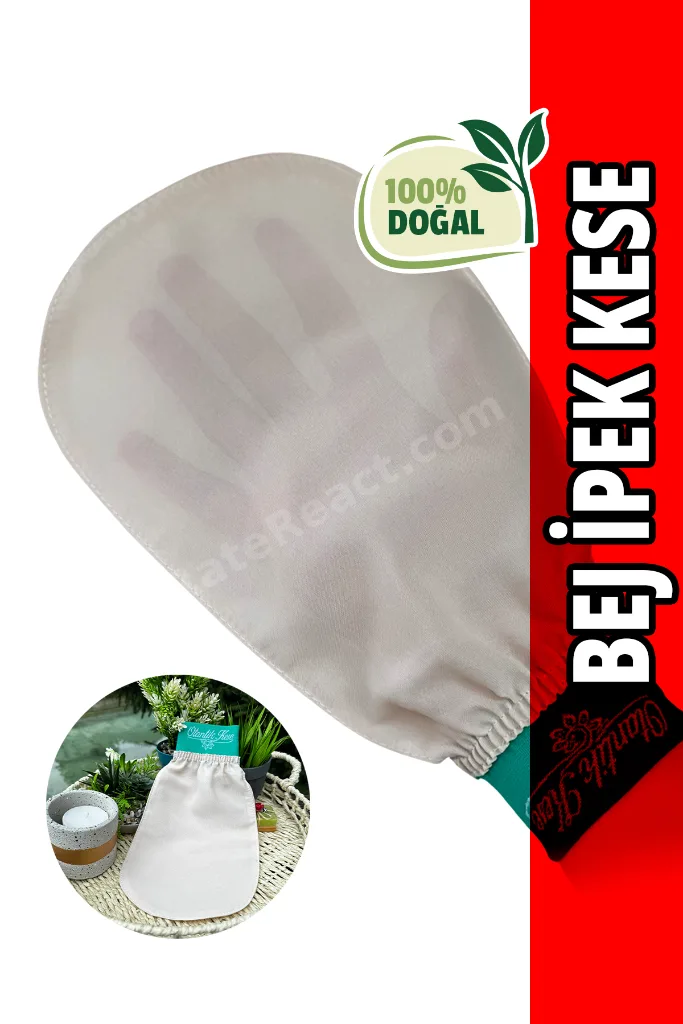 Banyo Kesesi, Hamam Kesesi, Duş Kesesi, Vücut Kesesi, Bej İpek Kese