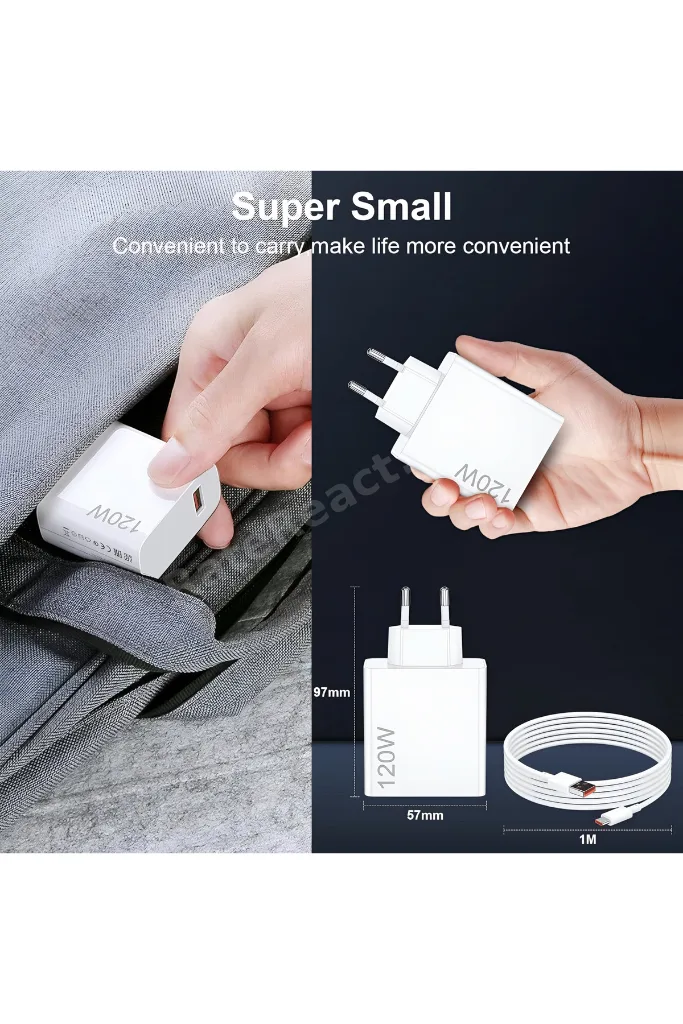 İntermax Type-c 120w (WATT) Hızlı Şarj Aleti Adaptörü Kablo (SET)