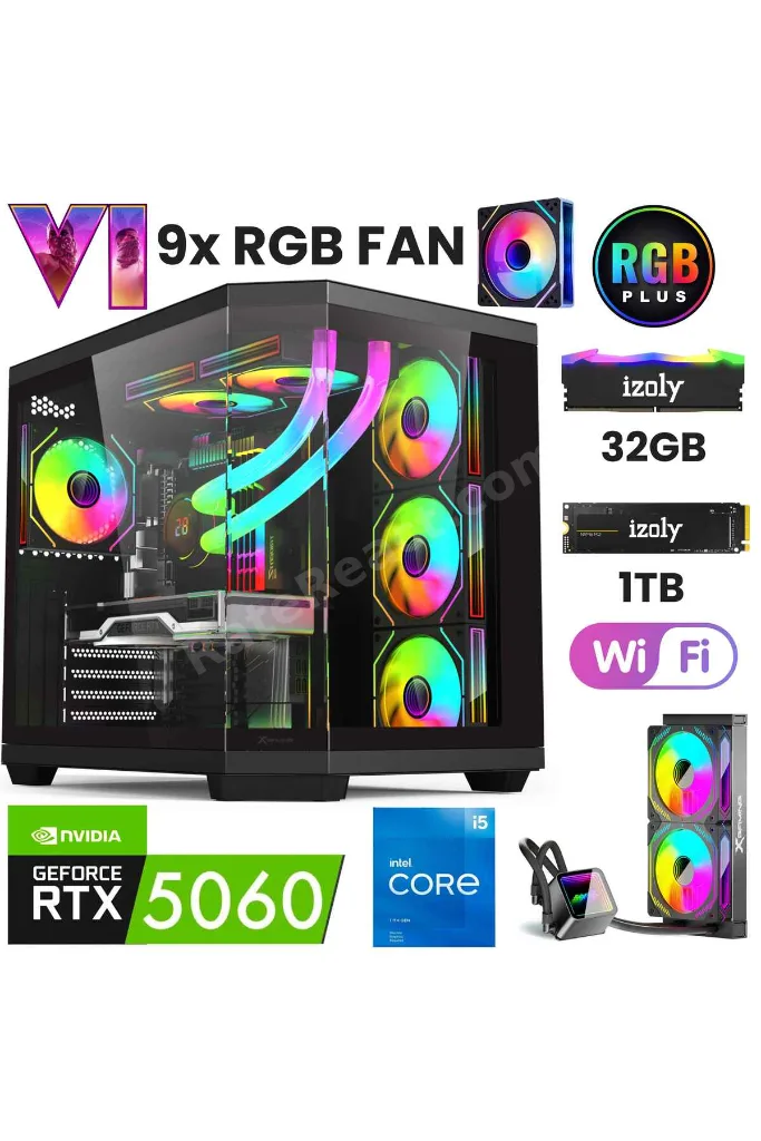 GTA 18X i5 14400F 32GB DDR5 1TB M.2 NVMe RTX5060 8GB 240mm Sıvı Soğutma Oyuncu Oem Seti