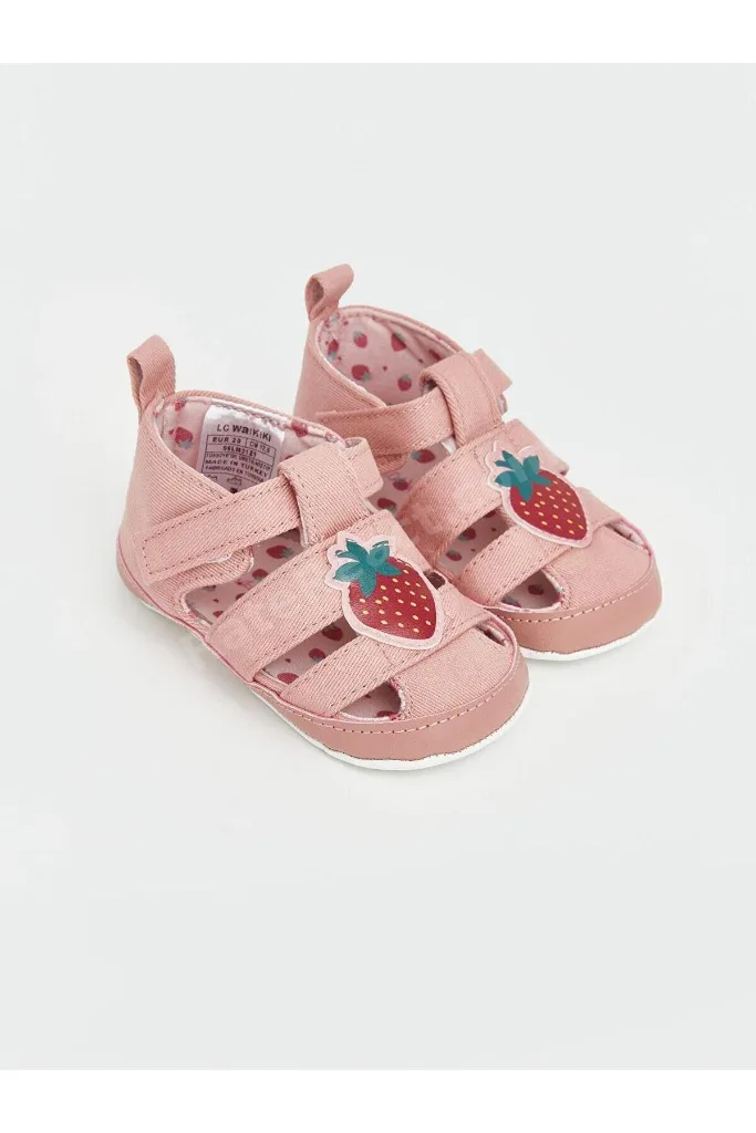 Çilek Baskılı Kız Bebek Yürüme Öncesi Sandalet (S6)