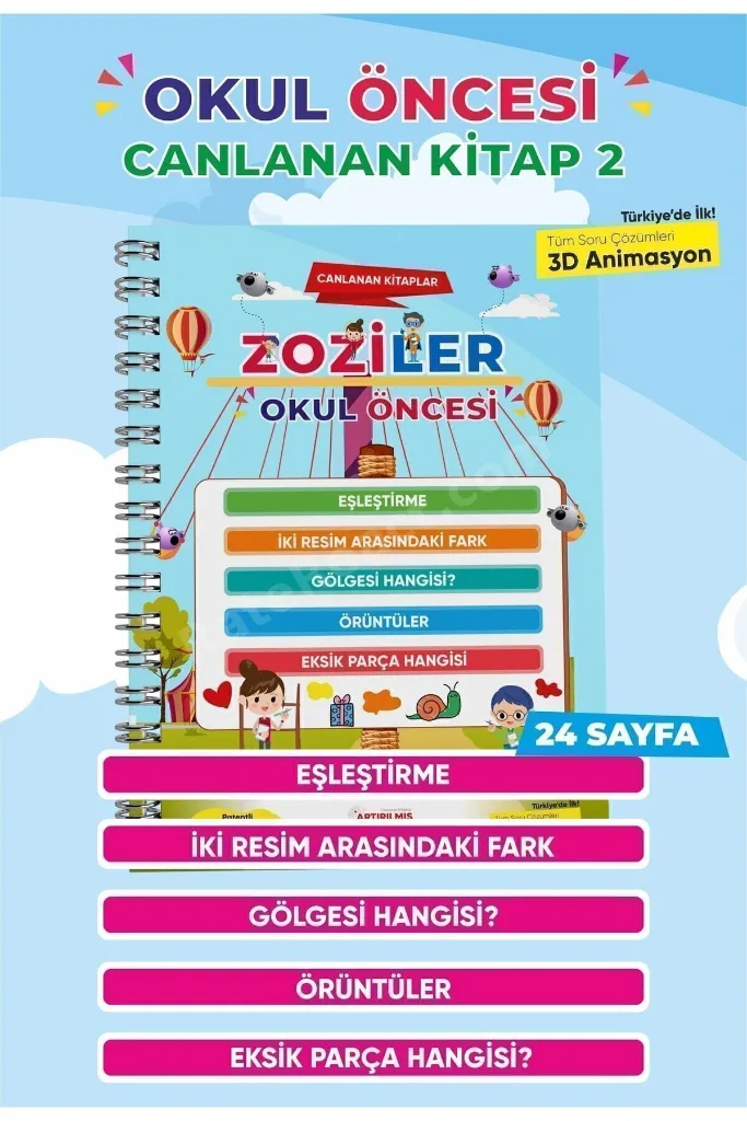 Okul Öncesi Canlanan Kitap Seti - İlkokula Hazırlık - (5 KİTAP)