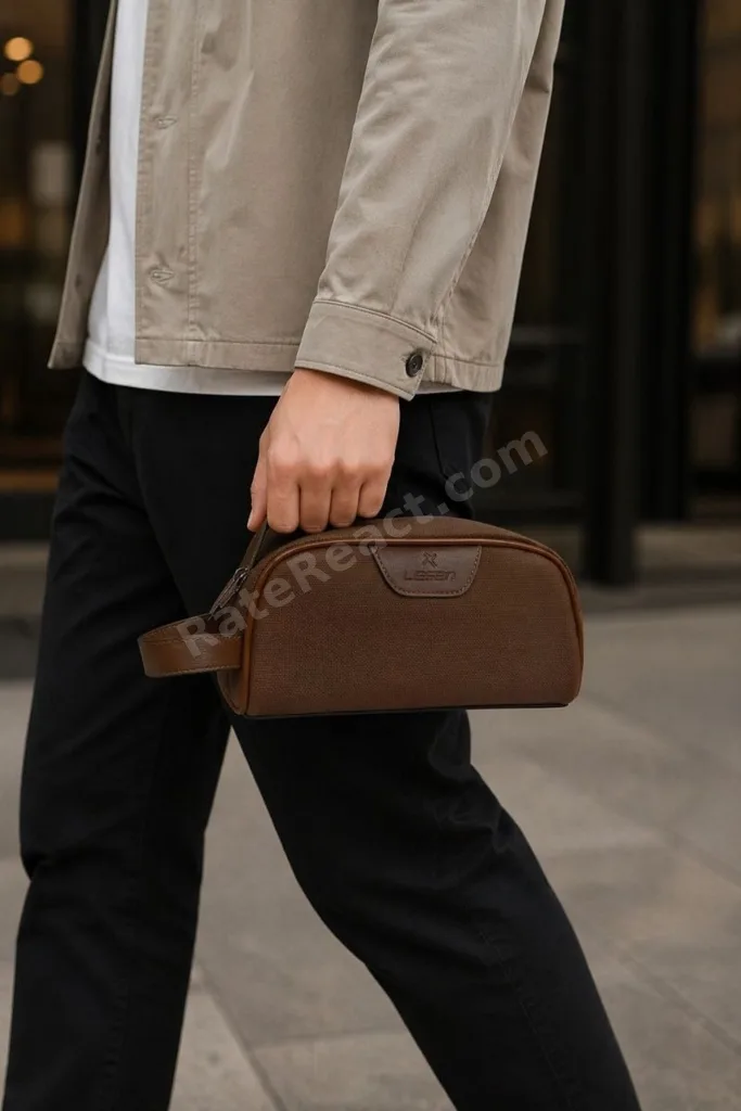 Açık Kahverengi Erkek Bakım Çantası – Deri Görünümlü Seyahat Organizer Dopp Kit Tıraş ve Kozmetik Çantası 8376