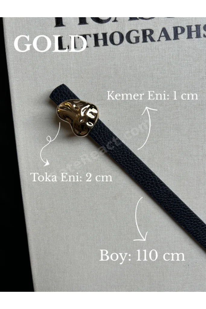 Logic Kabartma Kalp Desenli Kadın Gold Tokalı Kemer Ceket Kemeri Elbise Kemeri Pantolon Kemeri