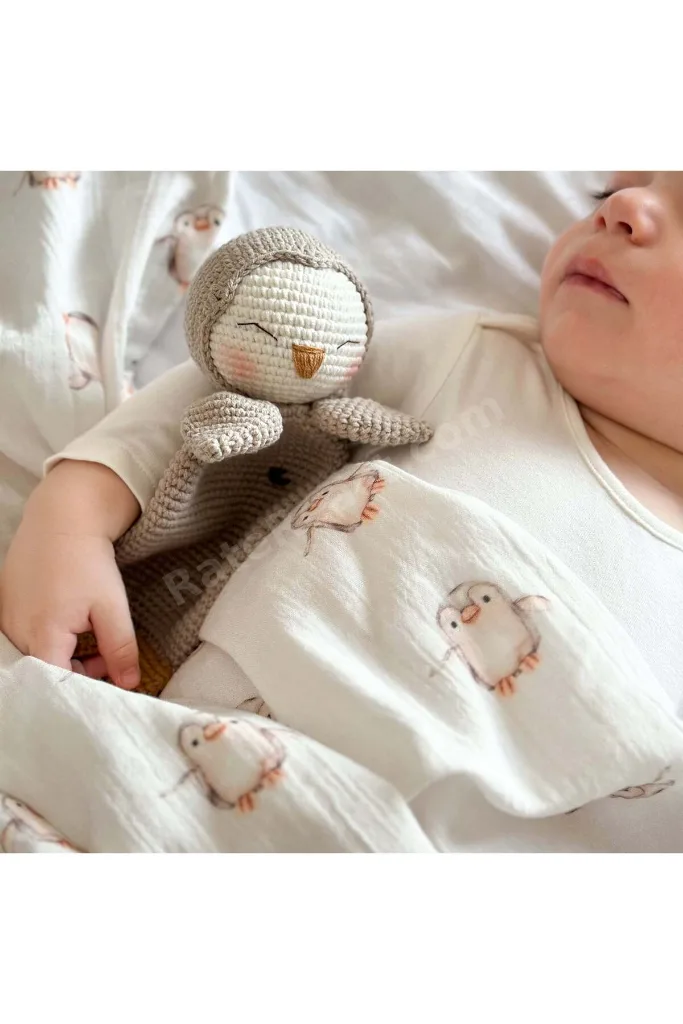 Penguen Müslin Deluxe Bebek Seti Battaniye & Uyku Arkadaşı