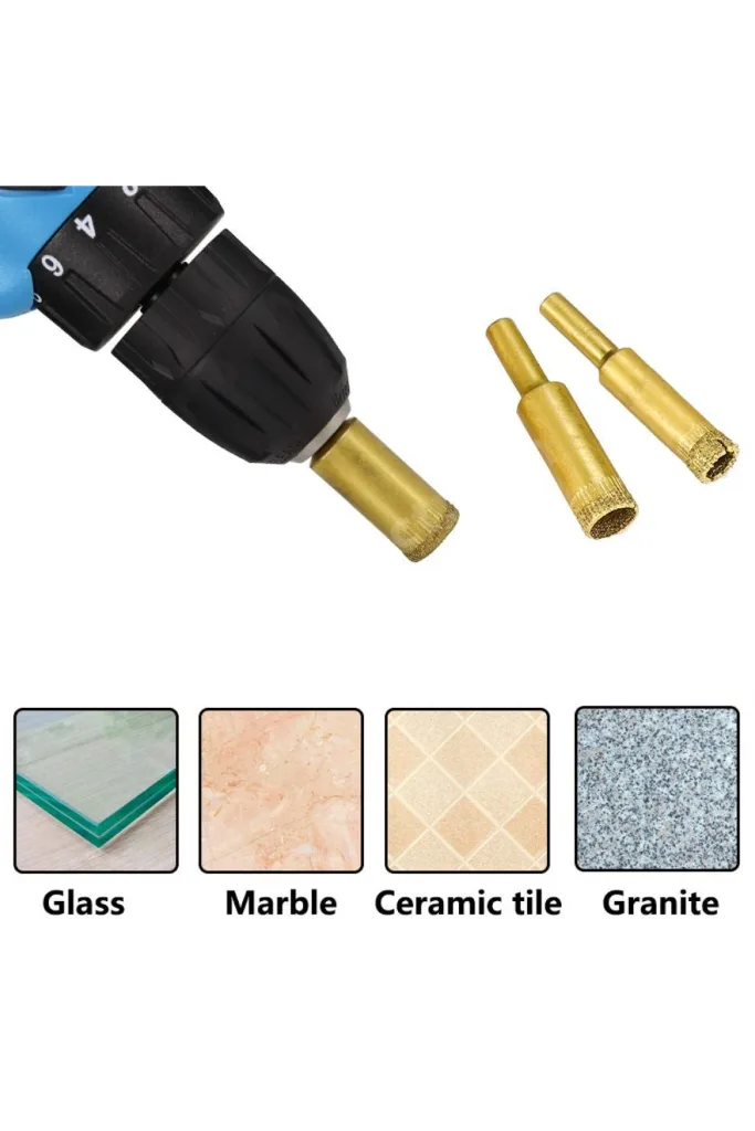 Mermer Seramik Cam Granit Delme 18mm - 20mm Panç Seti Elmas Kaplama titanyum Matkap Delici Uç