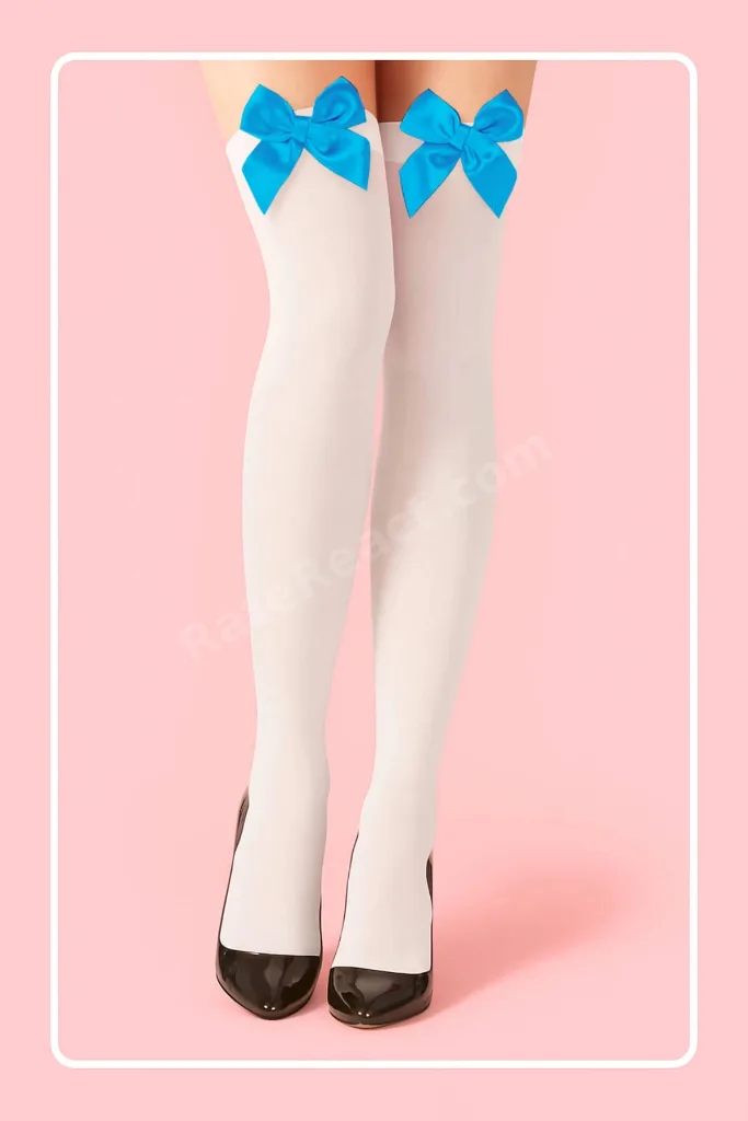 Prime Bow Garter Mavi Fiyonklu Jartiyer Çorabı DM1381