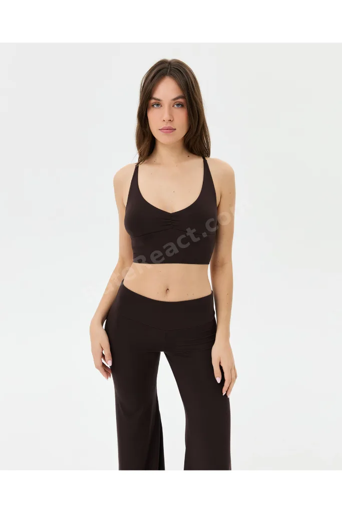 Kahverengi Şortlu Yoga Pantolon Ince Dökümlü Yoga Pantolon