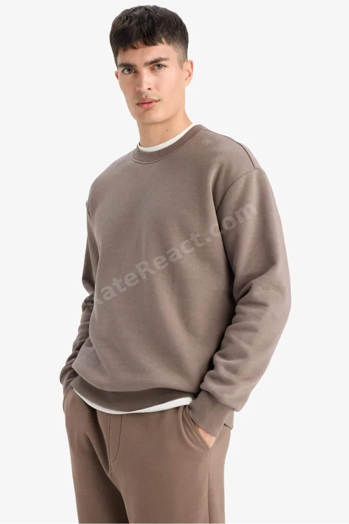 Relax Fit Bisiklet Yaka Kalın İçi Yumuşak Tüylü Basic Düz Sweatshirt T5139AZ25AU