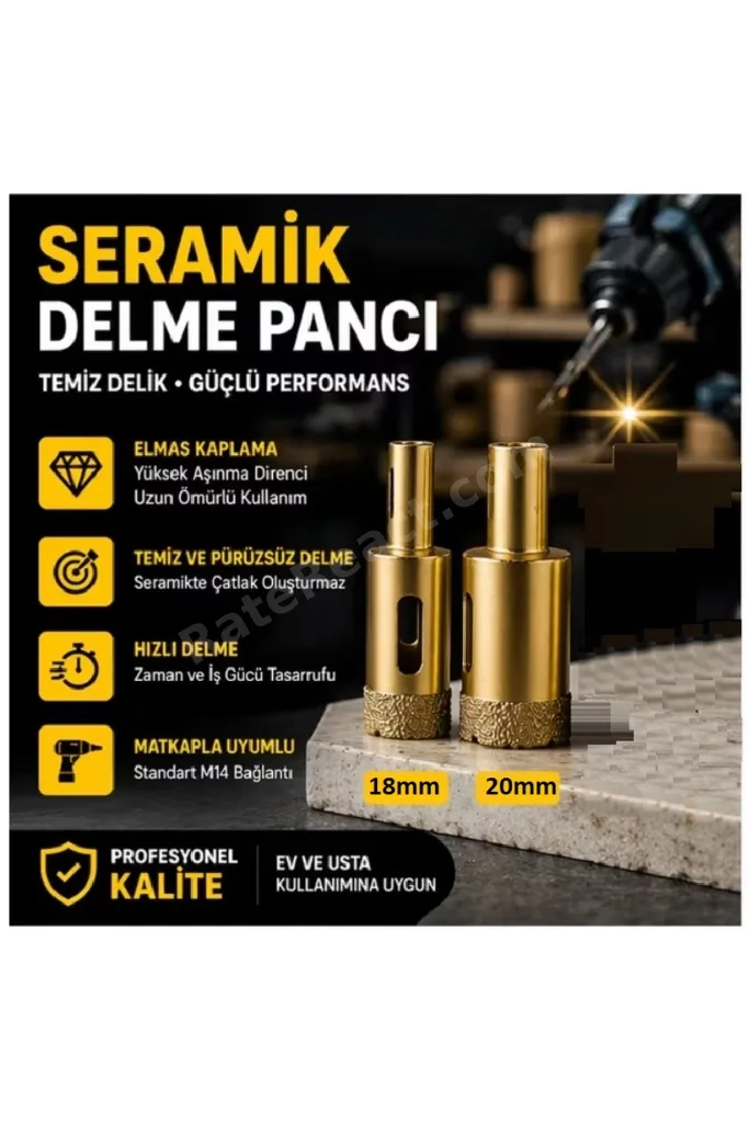 Mermer Seramik Cam Granit Delme 18mm - 20mm Panç Seti Elmas Kaplama titanyum Matkap Delici Uç