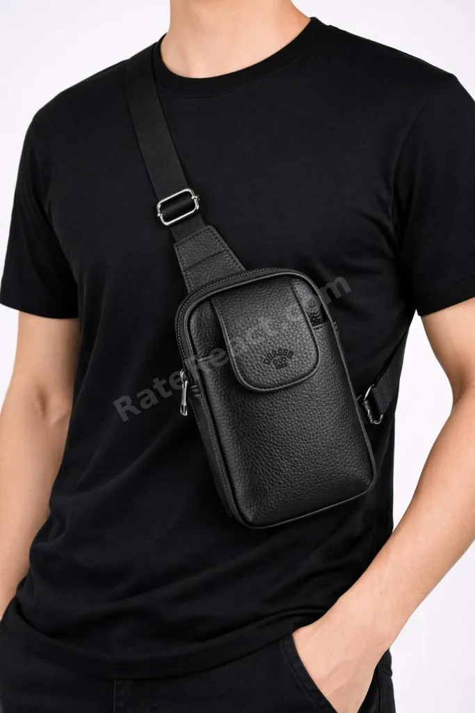 Erkek Siyah Omuz Çantası Göğüs Çantası Body Bag Çanta
