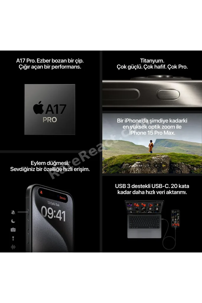 iPhone 15 Pro Max 256 GB Mavi Titanyum