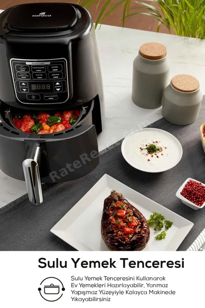 Air Pro Cook 3 In 1 Xl Ev Yemeği, Közleme, Sulu Yemek Tencereli Airfryer Black Shine 4 Kişilik