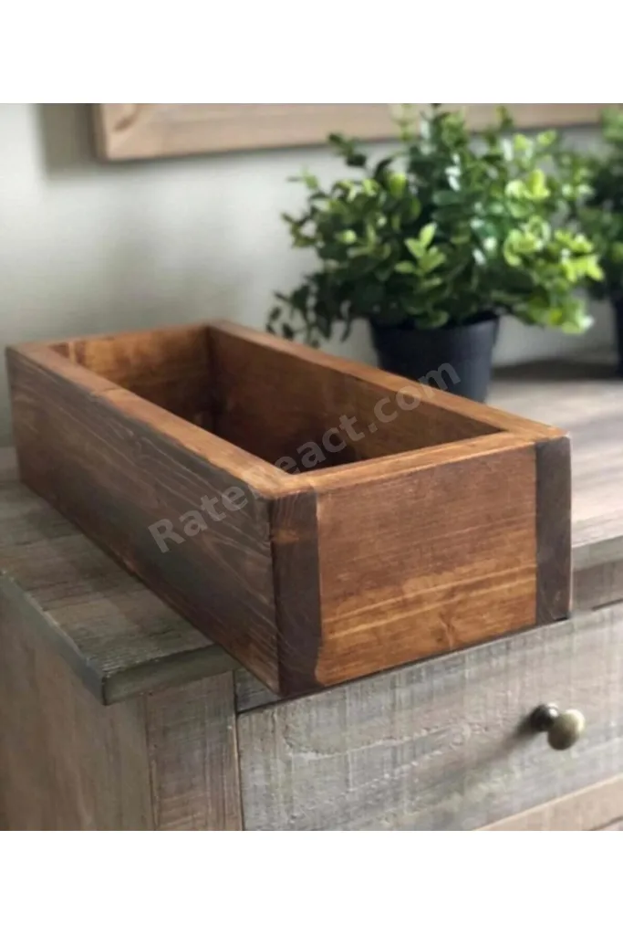 KONSEPT DEKOR Ahşap Saksı Sukulent Kaktüs Veya Organizer Çok Amaçlı Kutu 30x8 Yükseklik 10