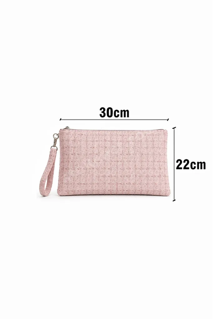 Simli Parıltılı Tüvit Clutch Portföy Çanta Tablet Uyumlu