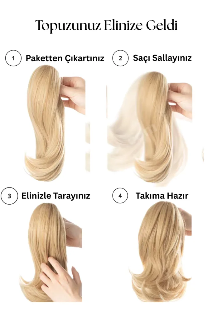 Tokalı At Kuyruğu 7 Deyişik Renk 120 Gram 30 Cm Saçlı Toka Tokalı Saç