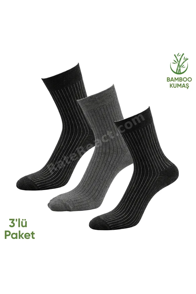 Bambu Erkek Soket Çorap - 3 Çift - Dikişsiz - Malta - 17671 - Set 1