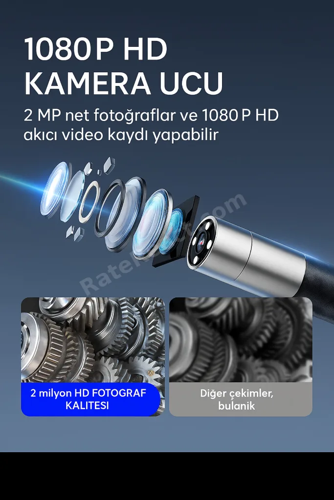 Cobra S50 Endoskop kamera 4 yönlü 720 derece oynar başlıklı 1080p HD kalite