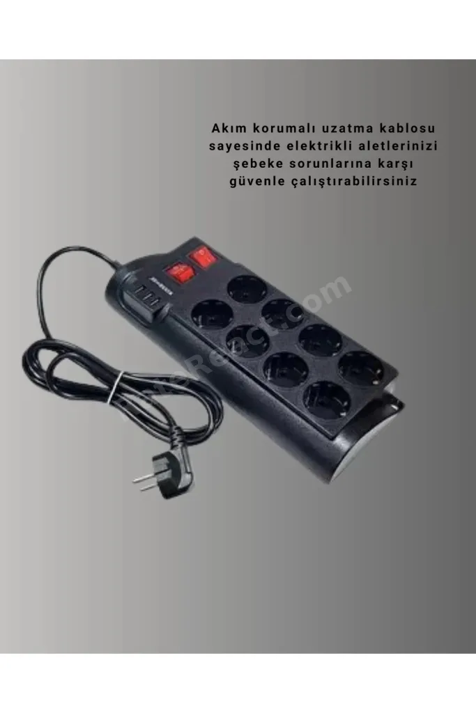 Termal Korumalı 8 Prizli 3 USB’li Uzatma Kablosu Yeni Nesil