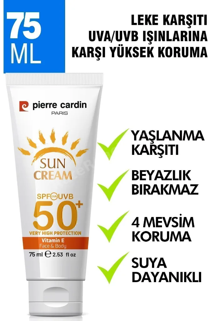 SPF 50 Leke Karşıtı Yüksek Koruyucu Yüz Güneş Kremi 75 ML Normal Ve Kuru Ciltler İçin