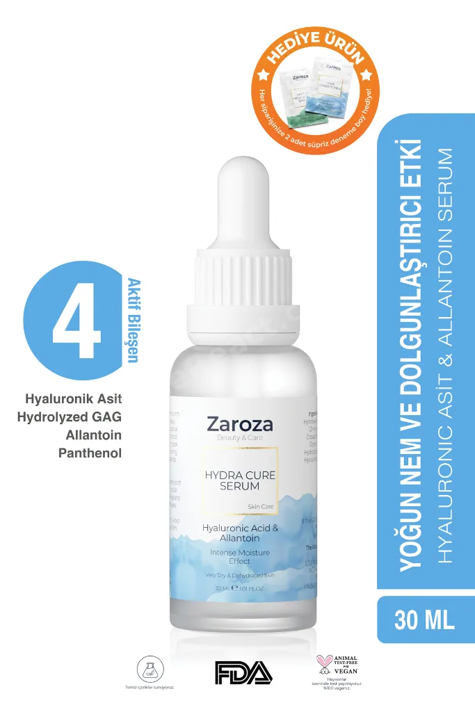 Yoğun Nemlendirici Serum (HYALURONİC SERUM & ALLANTOİN) - Hydra Cure Serum - 30 ml