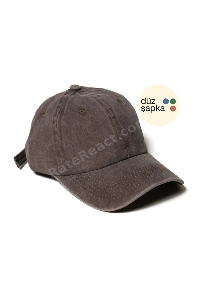 Düz Şapka | Kahverengi Yıkamalı Kep Şapka - Minimalist, Logosuz ve Yazısız