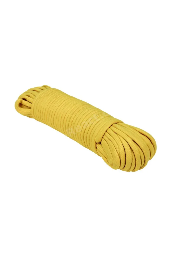 20 Mt Karabinalı 6 Mm Sarı Renk Polyester Içi Dolgulu Dağcılık Kamp Gemici Hamak Iskota Ipi