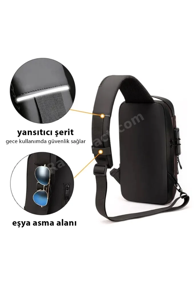 Erkek Usb Çıkışlı Çapraz Askılı Omuz Ve Bel Çantası - Kahverengi