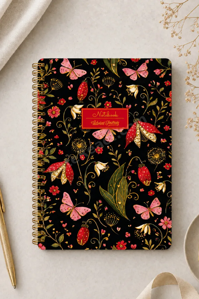 Floral Collection A5 Premium Spiralli Defter 90gr Çizgili + Sticker