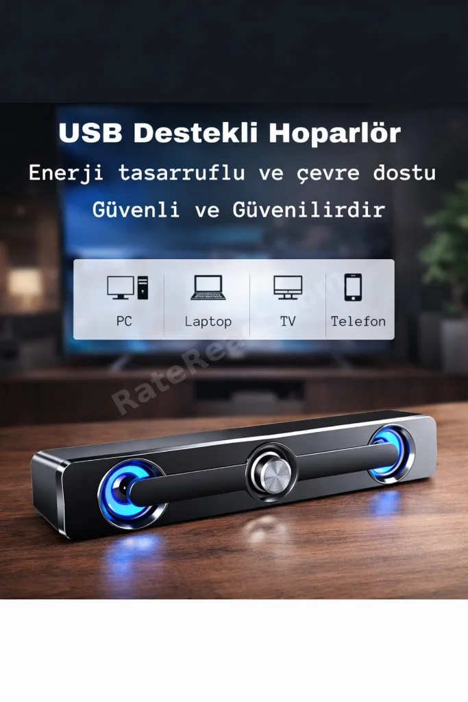 SADA V-111 Güçlü Baslı Kablolu Soundbar USB TV PC Stereo Ses Sistemi 3.5mm