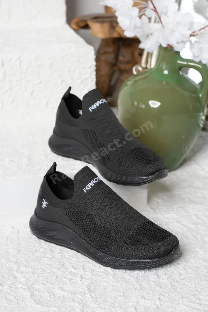 Günlük Unisex Siyah Sneaker Slip On Nefes Alabilen Hafif Yürüyüş Bağcıksız Esnek Spor Ayakkabı 041f