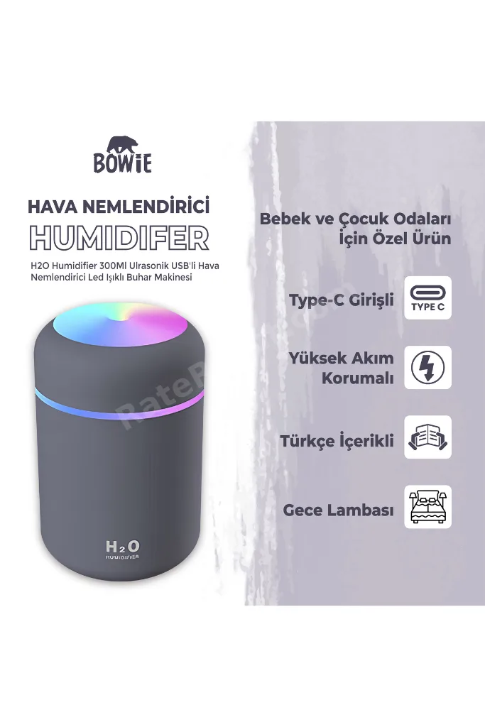 Ultrasonik Hava Nemlendirici Buhar Makinası Bebek Çocuk Odaları için humidifer 7 renk rgb ışıklı