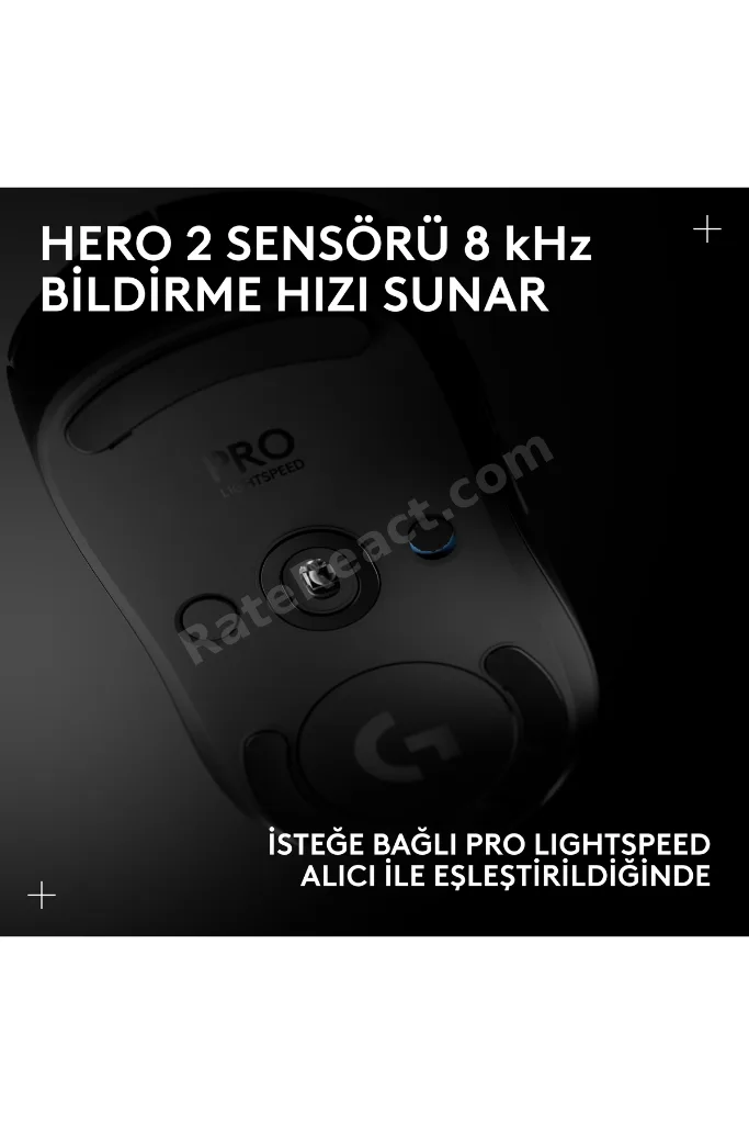 G PRO 2 LIGHTSPEED HERO 2 32K DPI Sensör PC/Mac için Kablosuz Oyuncu Mouse, Siyah 910-007296