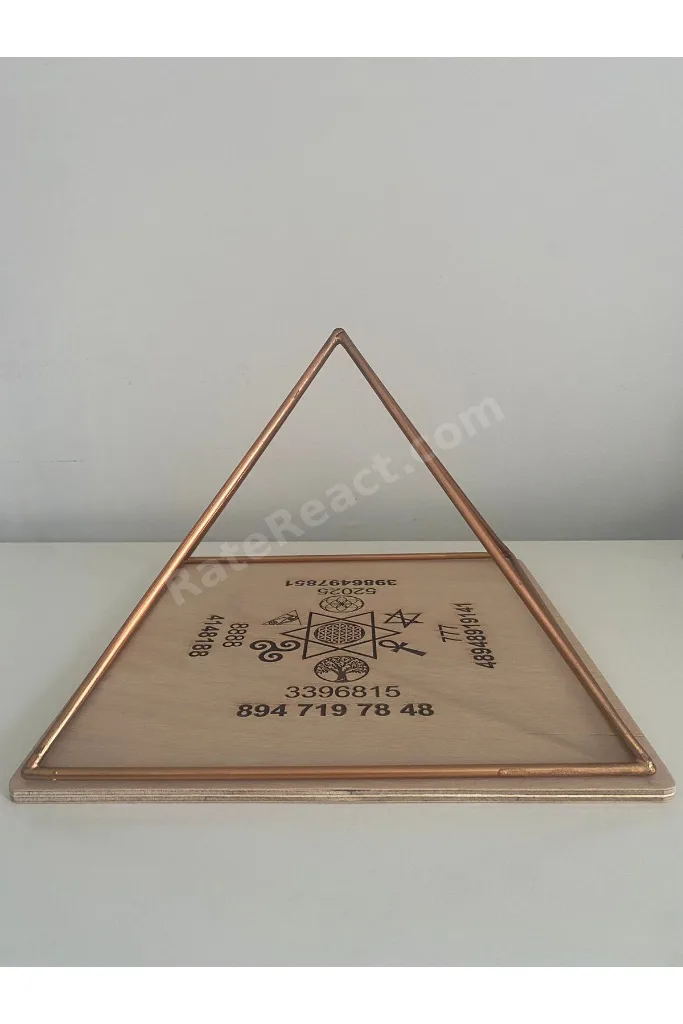 Altın Oran Bakır Enerji Piramidi ve Altlığı (Bakır Piramit kare taban 30 cm)