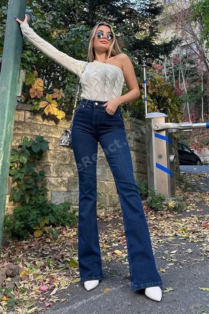 Candy Lacivert İspanyol Paça Pantolon Rahat Flare Jeans