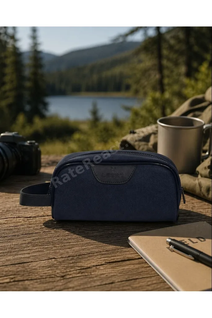 Lacivert Erkek Bakım Çantası – Suya Dayanıklı Dokulu Kumaş Seyahat Organizer Dopp Kit Tıraş ve Kozmetik Çantası 8376