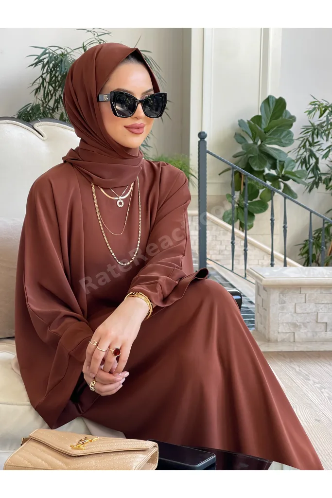 Şal Hediyeli Eteği Garnili Dubai Kumaşlı Abaya