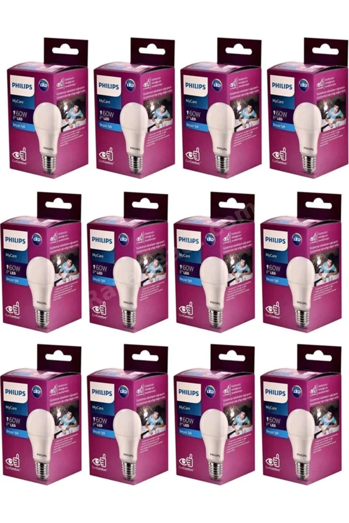 Led Tasarruflu Ampul 8w (60W) Beyaz Işık E27 Normal Duy 12 ADET