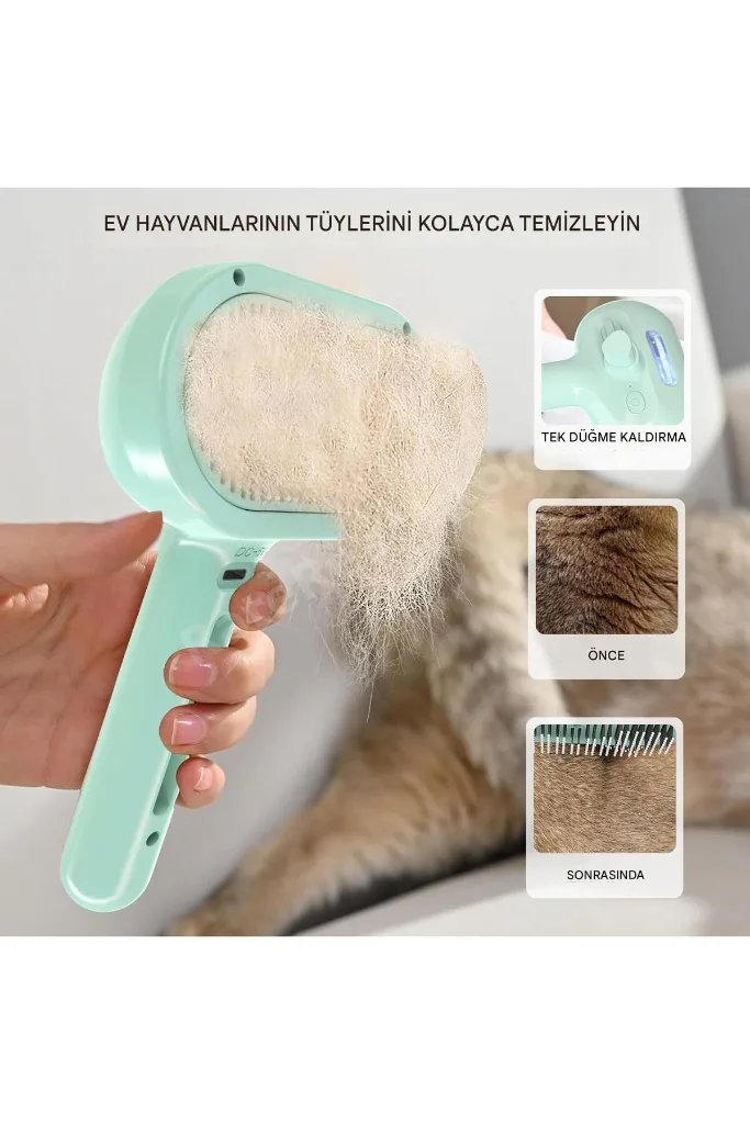 Kedi,Köpekler İçin Şarjlı Buharlı Tüy Toplama Temizleme Makinesi Masaj Etkili,Sessiz sulu Yeşil Renk