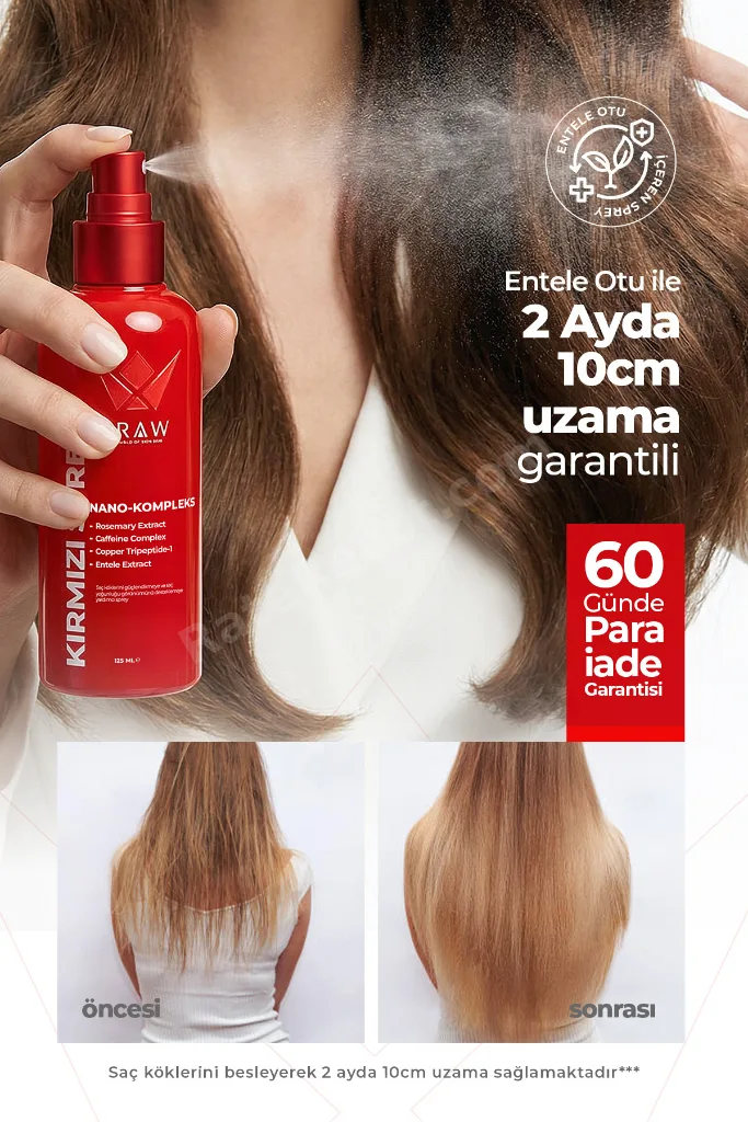 Kırmızı Sprey 2’li Set | Saç Uzamasını Destekleyici & Güçlendirici Bakım Spreyi