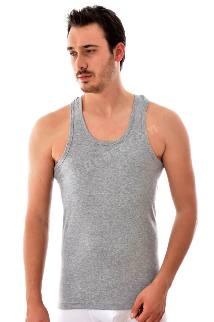 Erkek Gri 6'lı Paket Ribana Klasik Atlet