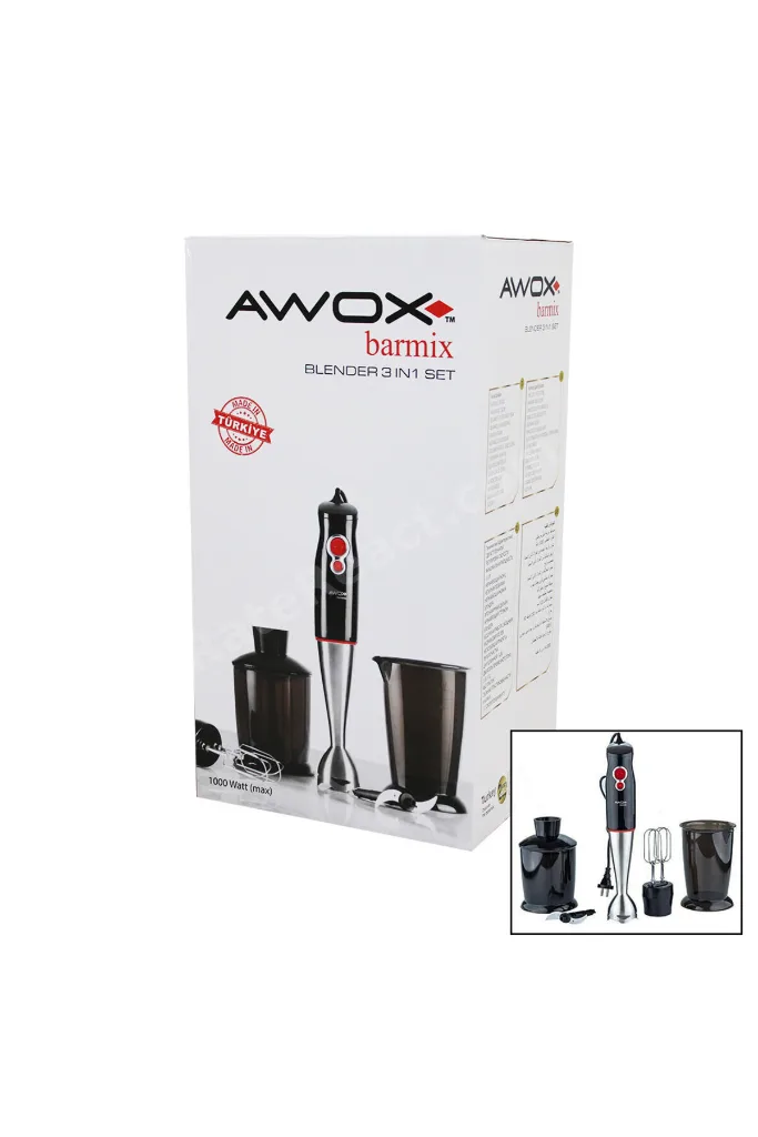 AWOX BARMİX 3İN1 BLENDER SETİ ÇELİK 2Lİ MİKSER ÇELİK RONDO BIÇAK ÇELİK 4 KANATLI BIÇAK 1000