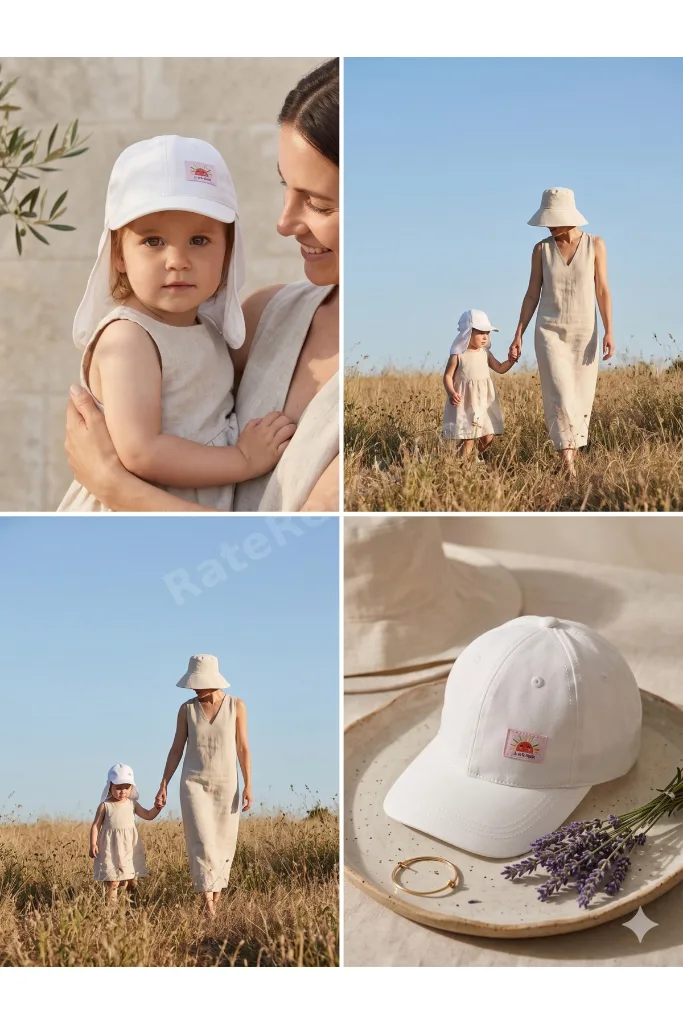 Çıtçıtlı Bebek & Kız Çocuk Lejyoner Şapka - Enselikli Yazlık Güneş Şapkası (1-4 Yaş) ( Size 47-50 cm )