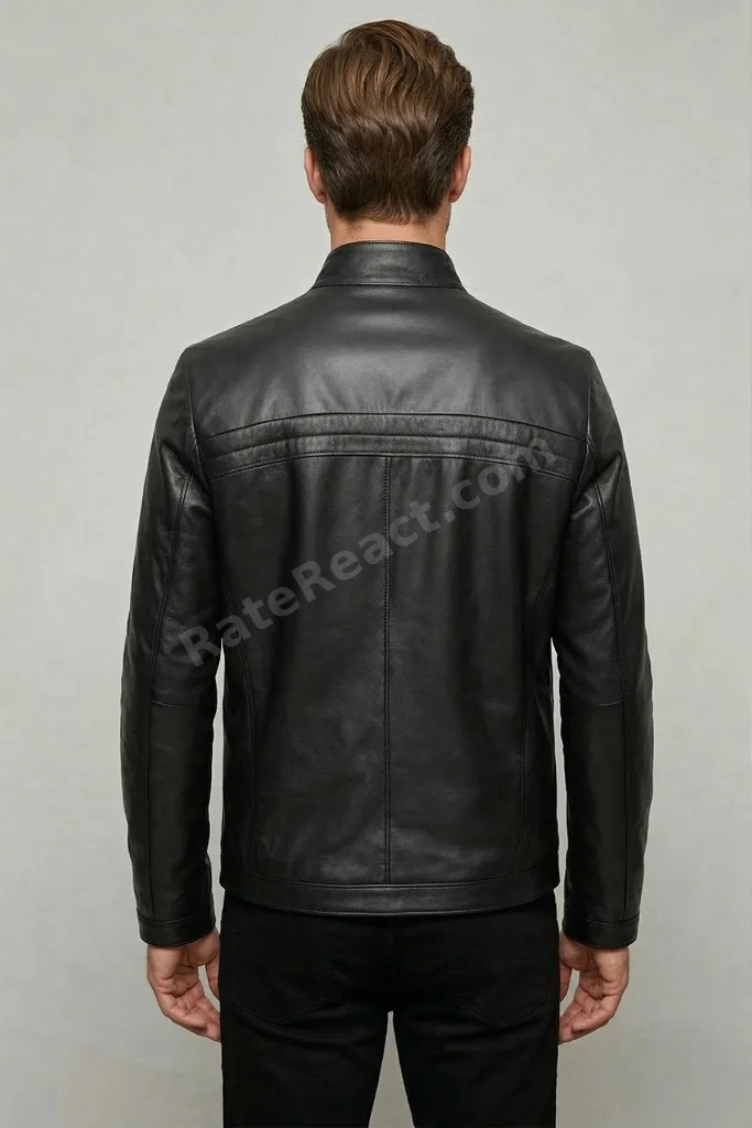 Alvin Siyah Hakim Yaka Fermuarlı Astarlı Kısa Erkek Hakiki Deri Mont