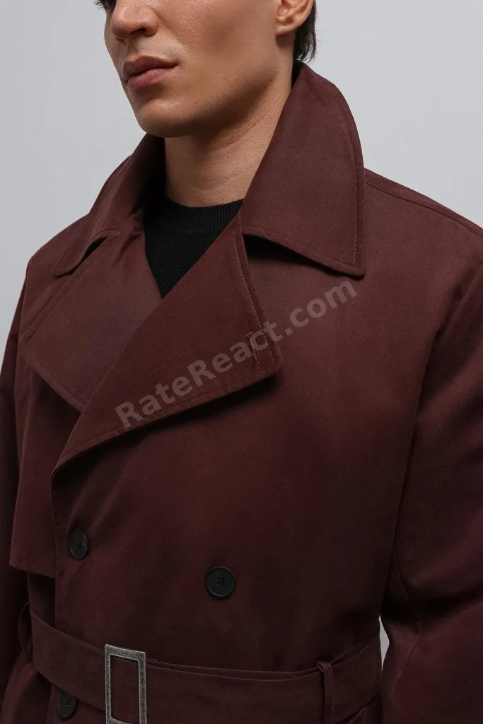 Bordo Relax Fit Erkek Trençkot