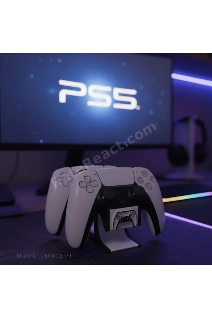 Ps5 Dualsense Çift Kol Standı Tutucu Joystick Kabartmalı 2'li Oyun Konsolu Aksesuarı Siyah Beyaz